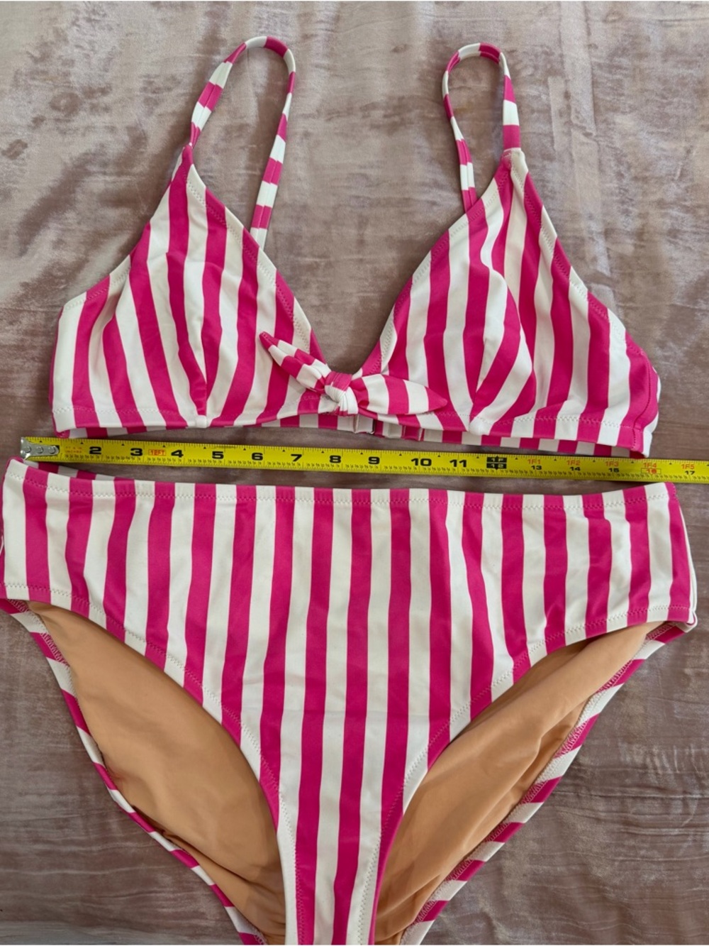 J Crew high waisted Pink and White Striped Bikini Set - Picture 5 of 14